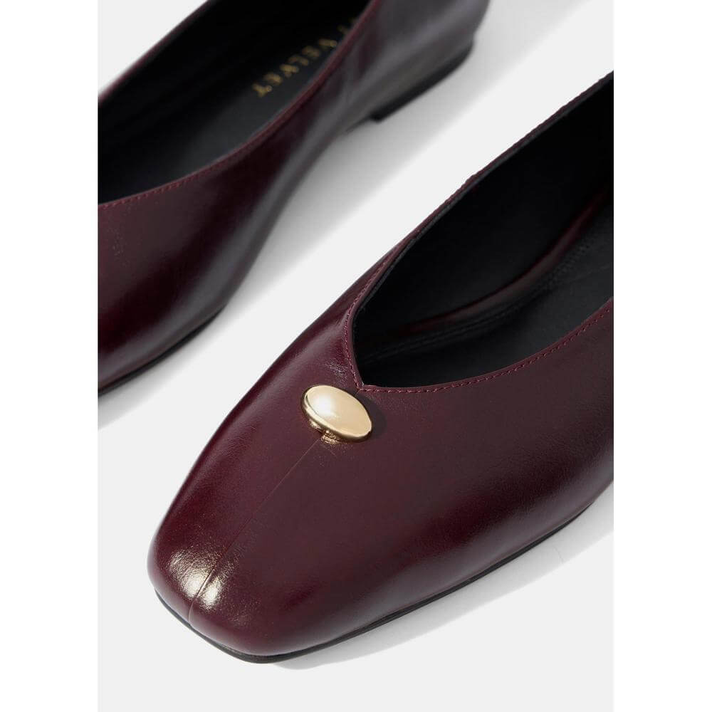 Mint Velvet Ruby Burgundy Leather Ballet Flat P